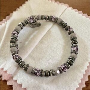 Alex and Ani Vintage Sixty-Six lavender floral beaded wrap bracelet